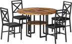 IRONCK Dining Table Set for 4, Round Dining Table and Chairs, Kitchen Table and Chairs for 4, 47 inch Cirecle Dining Room Table with 4 Chairs for Small Space