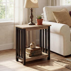 ChooChoo Mission End Tables Set of 2, Narrow Side Tables for Small Spaces, Night Stands with Storage Shelf for Living Room and Bedroom, Rustic Oak & Black