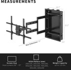 VIVO Recessed 50 to 75 inch LED LCD TV Wall Mount, Articulating Full Motion in-Wall TV Bracket for Flush Installation, Holds up to 110 lbs, Black, MOUNT-REC01
