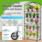 Abimars 5-Tier Greenhouse with Caster Wheel, Each Shelf Height Adjustable Metal Plant Shelf with PVC Cover for Seed Starting Trays, Seedling Pots, Plant Pots, 13x29x73inch