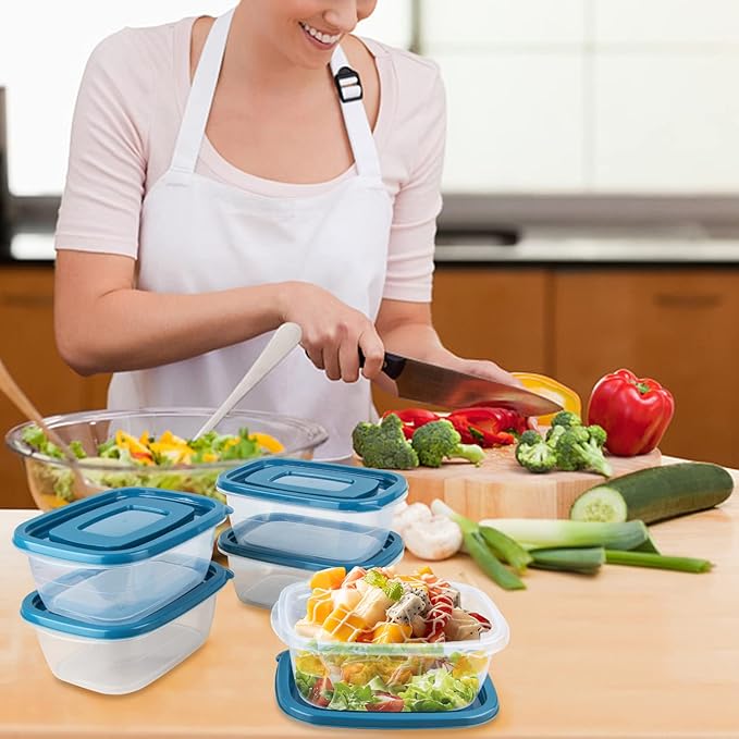 5PCS Food Containers Storage Sets(1000ML per Box),BPA-Free Rectangle Plastic Food Containers with Lids-Stackable Food Storage Box for School,Work,Travel and Meal Prep(Microwave and Fridge Safe)