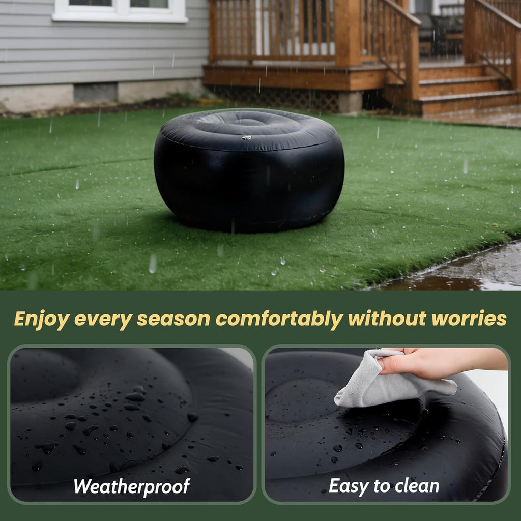Inflatable Round Ottoman, Pouf Ottoman Filler, 55x30cm PVC Waterproof Outdoor Ottomans for Patio, Living Room, Bedroom, Camping or Garden, Portable Inflatable Foot Rest Pouf for Adults, 2PCS