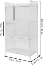 Kitchen Sideboard Pantry Cabinets with Hooks, 4 Tier Kitchen Organizer Shelf for Dishes, Wine, Pots and Pans with 4 Hooks, Modern Food Pantry Cabinets with Drawer for Kitchen Dining Living Room, White