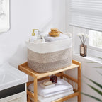 OIASKET Storage Baskets for Organizing, Woven Baskets for Shelves, Rectangle Decorative Organizer for Storage Clothes, Toy, Books, Towels Nursery Bins 3 Pack (Gradient Yellow, 15.75"x11.8"x9.85")