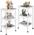 VECELO End Side Table Night Stand Set of 2,X-Design with Storage Shelf for Bedroom,Living Room,White