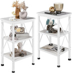 VECELO End Side Table Night Stand Set of 2,X-Design with Storage Shelf for Bedroom,Living Room,White