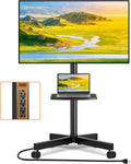 TVON Mobile TV Stand with Power Outlet for 23-65 Inch TVs up to 88 lbs | Tilt Rolling TV Cart with Height Adjustment & Locking Wheels, Portable TV Stand for Bedroom, Office, Max VESA 400x400mm