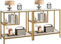 AT-VALY End Table Set of 2, 3-Tier Small End Table, Nightstand for Living Room, Bedroom, Office, Bathroom (Gold)