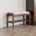 Black Walnut Shoe Bench Assembled, Solid Wood Shoe Rack Bench with Cushion for Entryway, Living Room, Bedroom, Hallway, 11.8" x 31.5" x 16.5"