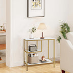 AT-VALY 3-Tier End Table,Nightstand for Living Room, Bedroom, Office, Bathroom (Gold)
