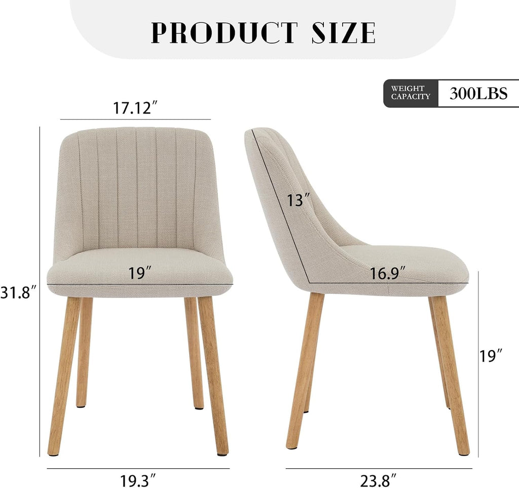 GarveeHome Dining Chairs Set of 2,Modern Upholstered Kitchen Chairs with Ergonomic Back Support,300lbs Capacity Dining Chairs with Oak Legs for Dining Room Home Restaurant