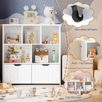HOOBRO Toy Storage Organizer, Toy Organizers and Storage with 2 Movable Drawers and 5 Cubbies, Toy Chest Shelf for Books or Dolls, Kids Bookshelf and Toy Storage for Playroom, White WT88CW01