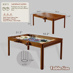 Solid Wood Board Game Table with Removable Table Top for 4–6 Players,Gaming Table and Dining Includes Play Mat and Detachable Cup Holders with 55" x 31" Play Area (Cherry)