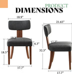 AMERLIFE Kitchen Chairs, Set of 4 Modern Linen Chairs with Upholstered Curved Backrest & Seat, Hardwood Frame, Dark Grey