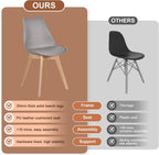 VECELO Dining Chairs Set of 4, Mid-Century Modern Kitchen & Dining Room Chairs, PU Leather Upholstered Seat, Solid Wood Legs, Armless, Non-Slip Feet, Grey