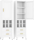 Ckzbx Tall Narrow Storage Cabinet, 66.93" H Tall Bathroom Cabinet Metal Pantry Cabinets with Hollowed-Out, 3 Adjustable Shelves, for Kitchen, Bathroom, Home Office, Living Room (White)