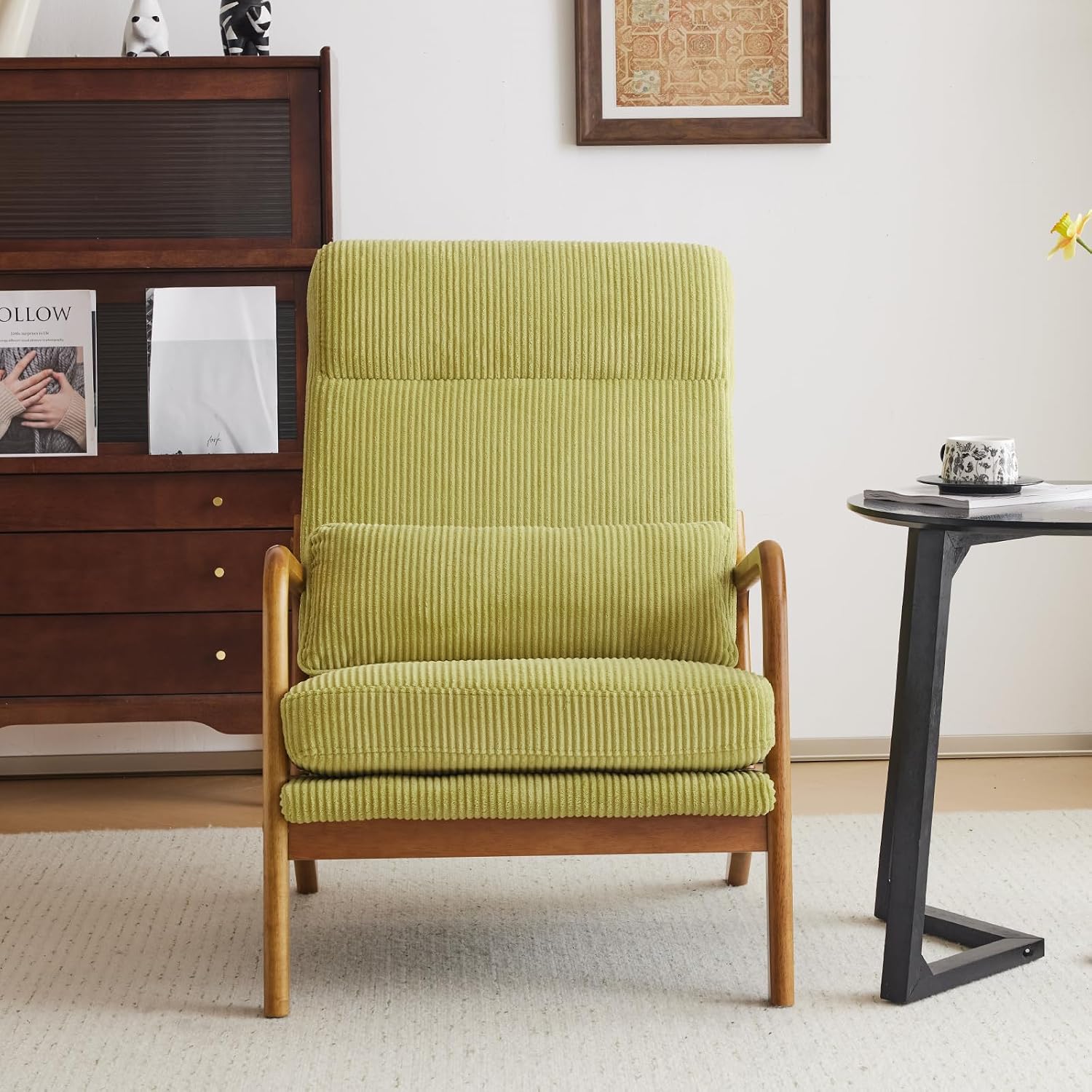 Karl home Accent Chair High Back Mid-Century Modern, Green