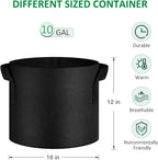 24-Pack 10 Gallon Thickened Non-Woven Grow Bags, Aeration Fabric Pots with Handles