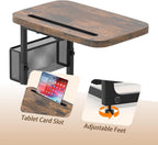 Fashion TV Tray Table with Large Tabletop, Adjustable Sofa Table with Storage Baskets, Strong Metal Frame, Tv Dinner Tray Table for TV Watching, Meals, Snacks (Square, Brown, 16.93inch x 12.6inch)