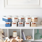 OrganiHaus Narrow Storage Bins 15x06in, Small Closet Bins for Shelves, Bathroom Storage Baskets for Shelves, Narrow Baskets, Fabric Organizer with Handles, Toilet Paper Organizer - 2 Pack, Navy Blue