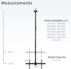 VIVO Black TV Ceiling Mount for 37 to 90 inch Screens, MOUNT-VC90-10 | Full Swivel, Telescoping Height Adjustment, 10ft Extension Pole, Fits Pitched/Vaulted Roof, Max VESA 800x400mm, Holds 110 lbs