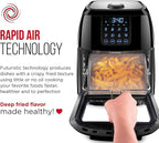 Chefman Compact 6.3-Qt 4-In-1 Digital Air Fryer+, Rotisserie, Dehydrator, Convection Oven, XL Family Size, 8 Touch Screen Presets, BPA-Free, Auto Shutoff, Accessories Included, Black