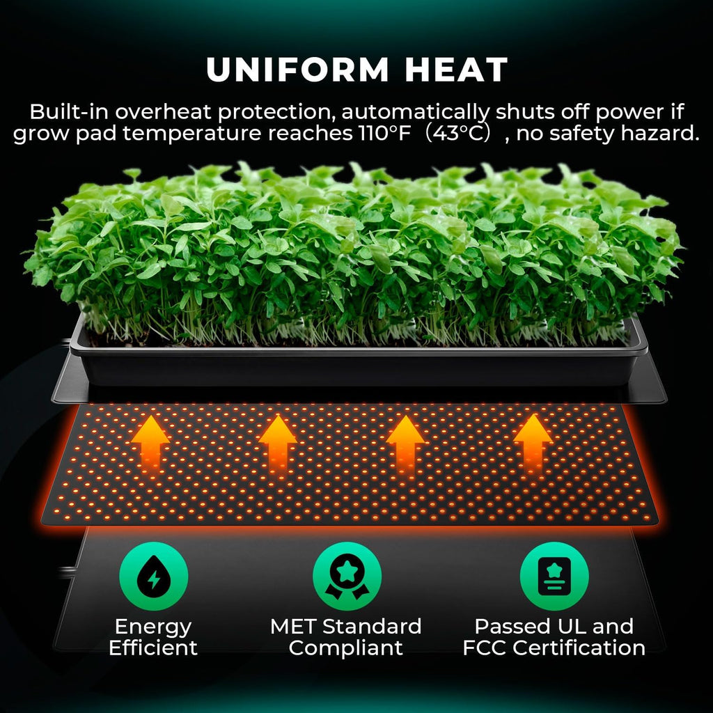 MARS HYDRO 48''x 20.75'' Seedling Heat Mat with Thermostat Heating Pad IP67 Waterproof, Easy to Clean, for Seedling, Germination, Clone, Reptile