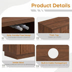Yechen 110" Modular Fluted Sideboard Buffet Cabinet with Storage, Wood Mid Century Modern Credenza Cabinet w/Arched Reeded Doors & Adjustable Shelves for Kitchen, Living Room, Walnut