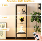 Ryoko Display Cabinet with Glass Door, Adjustable 3-Shelf Shelves, Curio Cabinet with LED Light, Glass Display Cabinet with Lock,Storage Cabinets, Dark Grey