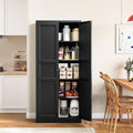 Yizosh Metal Storage Cabinet with 2 Doors and 4 Adjustable Shelves - 71" Black Kitchen Pantry Storage Cabinet, 4-Tier Tall Steel Cabinet Locker for Kitchen, Living Room, Dining Room