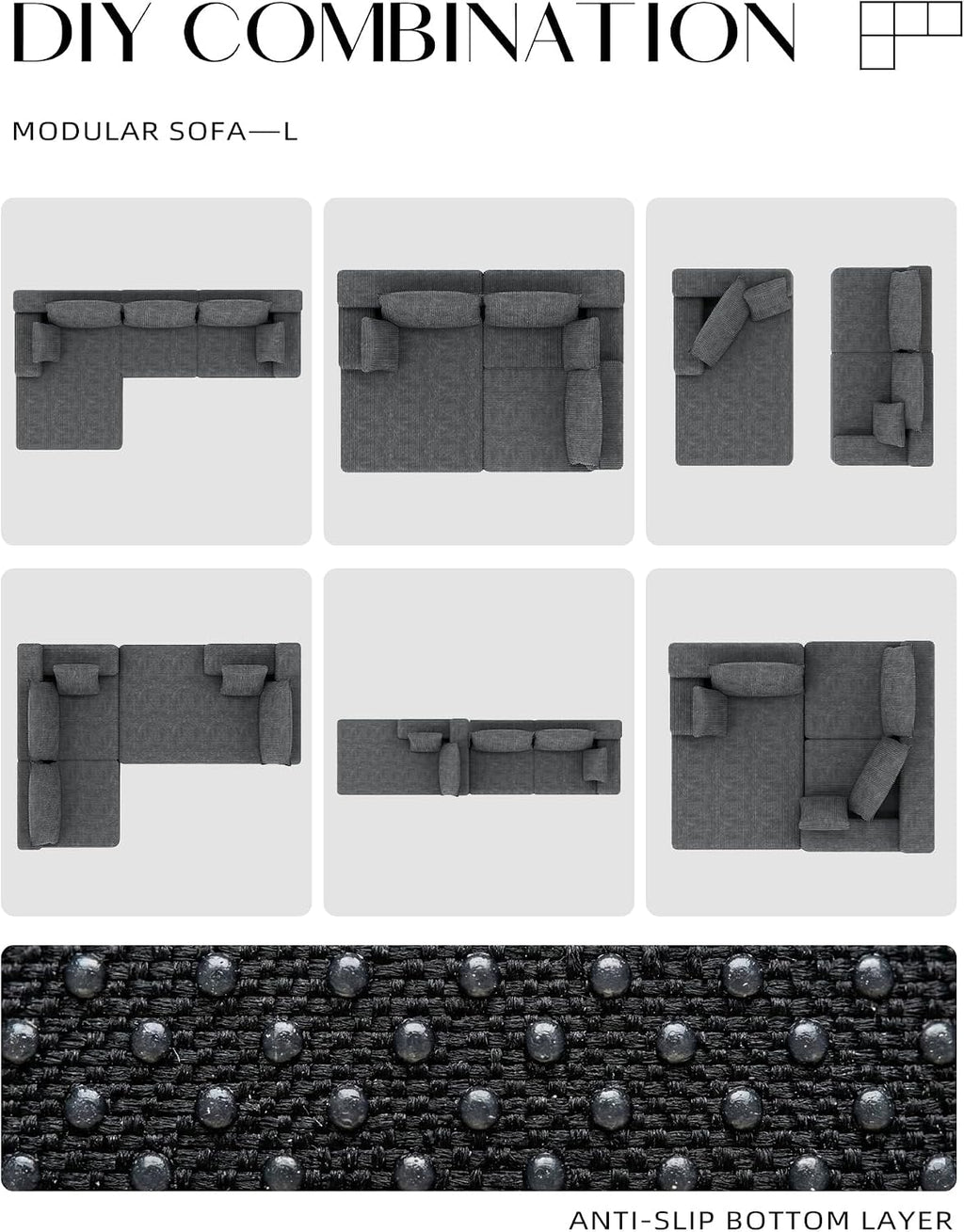 Lifelink 108" Couch L-Shaped - Modular Sectional Couches for Living Room Cloud Sofa with Deep Seat High Back Oversized Left Facing Chaise No Assembly Required