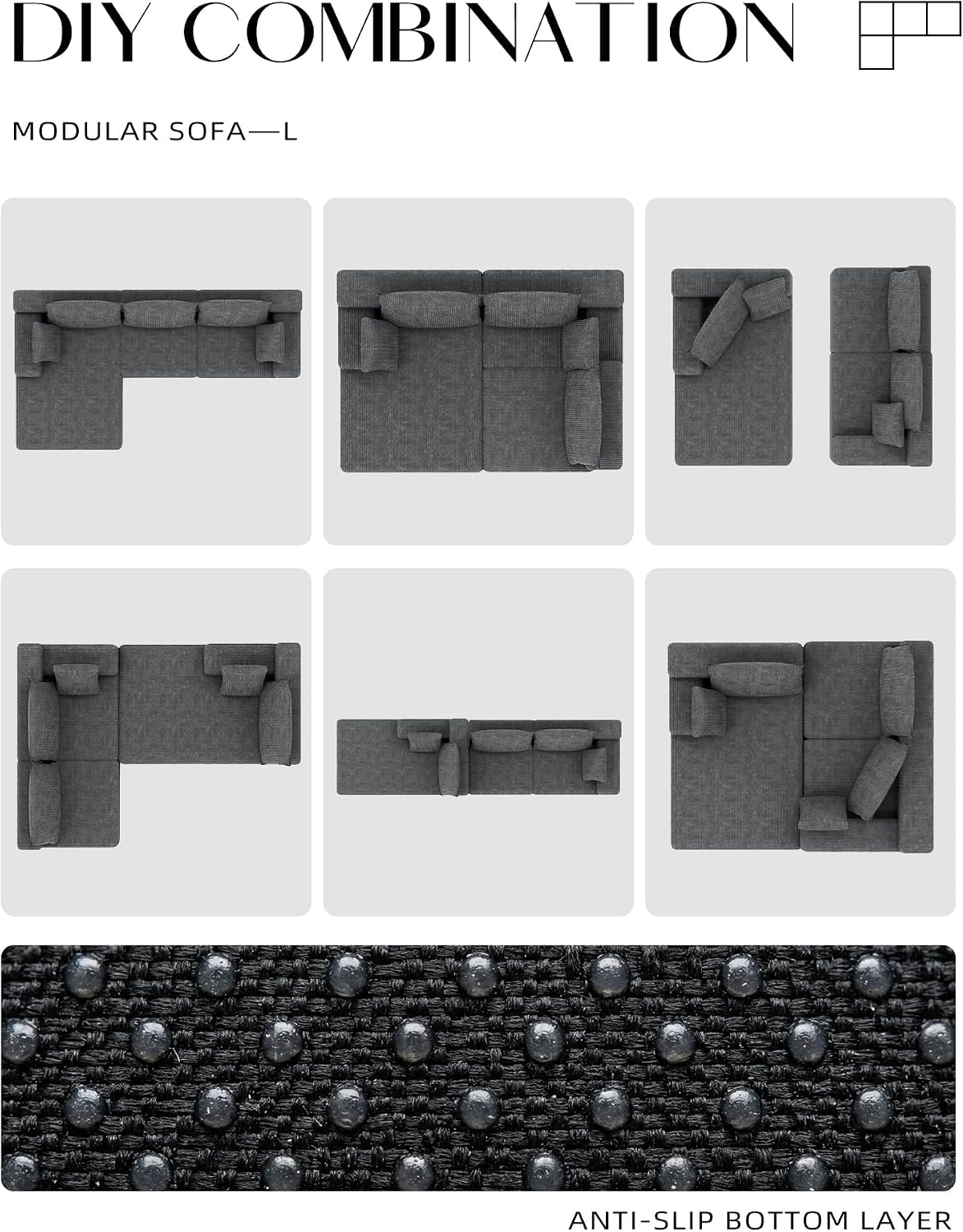 Lifelink 108" Couch L-Shaped - Modular Sectional Couches for Living Room Cloud Sofa with Deep Seat High Back Oversized Left Facing Chaise No Assembly Required