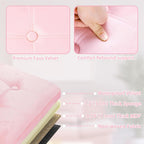Storage Ottoman Bench, 34" Teddy Velvet Folding Foot Rest, Pink | Large Ottoman with Storage, Thicker Foam Padded Seat, 34 x 13 x 13in, Livingroom, Dorm, Bedroom, Easy to install, 86L