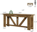 Solid Wood Sofa Table, 70.9 Inches Extra Long Console Table with 2 Tiers Storage Shelves, Rustic Entryway Table Behind Couch Table for Living Room, Hallway, Foyer, Brown
