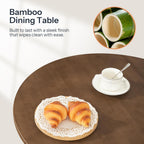HOOBRO Bamboo Dining Table, Round Dining Table for 2, 27.5" Kitchen Table for Small Space, Writing Table, Easy to Assemble, for Dining Room, Living Room, Office, Kitchen, Apartment, Brown BR71CZ01G1