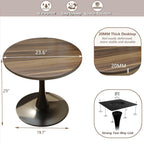 24" Tulip Table for 1-2 Persons Modern Round Dining Room Table, Mid-Century Modern Walnut Small Kitchen Table with MDF Wooden Top, Leisure Coffee Table for Living Room, Dining Room, Office