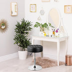 SUPER DEAL Vanity Stools for Makeup, Vanity Ottoman Chair with Adjustable Height and 360° Swivel for Makeup Room Bedroom Living Room, Black