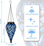 Solar Hanging Lantern Lights, Tear-Drop 15-LED – Cool White Outdoor Lights with S-Hooks