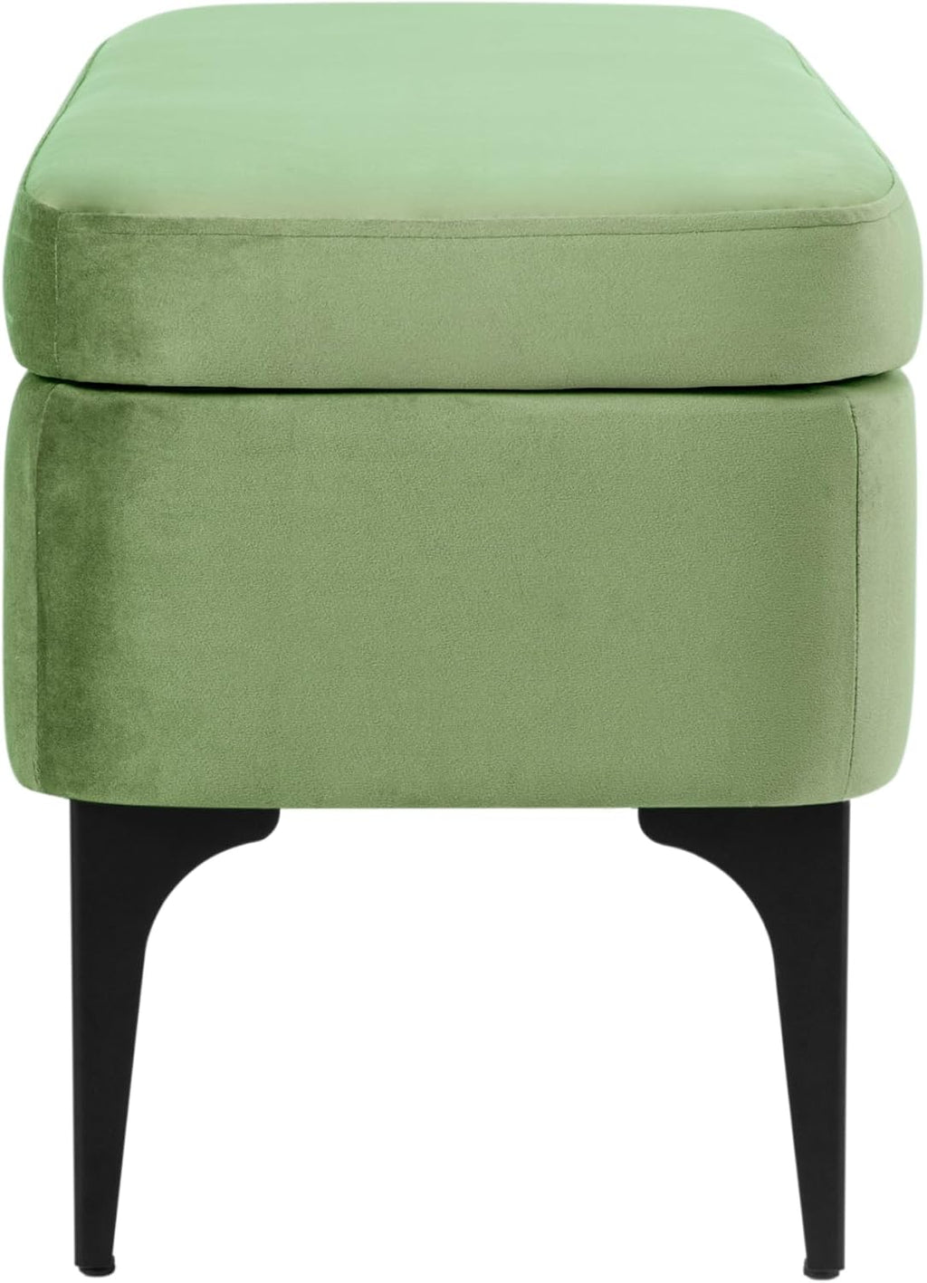 HomePop Upholstered Storage Bench with Metal Leg, 42" W, Green Velvet
