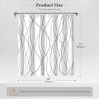 Punkray Grey and White Striped Polyester Shower Curtain for Bathroom with Hooks, Shower Curtains for Bathroom Decor, Waterproof Bath Accessories Hotel Style - Machine Washable 96 x 72
