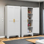 Metal Storage Cabinet with Doors and Shelves, 61" Tall Kitchen Pantry Storage Cabinet for Food, Large Freestanding Pantry Closet for Kitchen, Dining Room, Living Room (White)