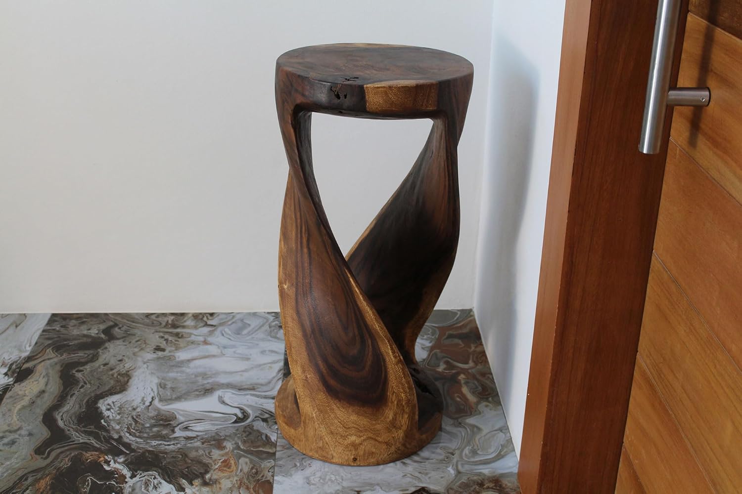 Haussmann End Table Round Twist 14 in Dia x 30 in H Walnut