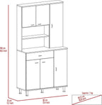 90 Kitchen Pantry, One Drawer, Multiple Cabinets, Two Open Shelvess -White