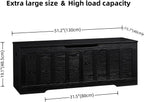 VANKILEY 51.2" Storage Chest Extra Large,Wooden Storage Bench,Black | Chest with 2 Safety Hinges, 51.2*15.7*19.1inches, Wooden Trunk for Bedroom, Livingroom,Entryway,Easy Assembly.