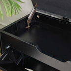 Shoe Storage Bench with Flip Drawers, Entryway Shoe Cabinet with Adjustable Shelves & Padded Seat Cushion, Shoe Organizer Storage Bench with Lift Top Storage for Hallway, Bedroom, Black