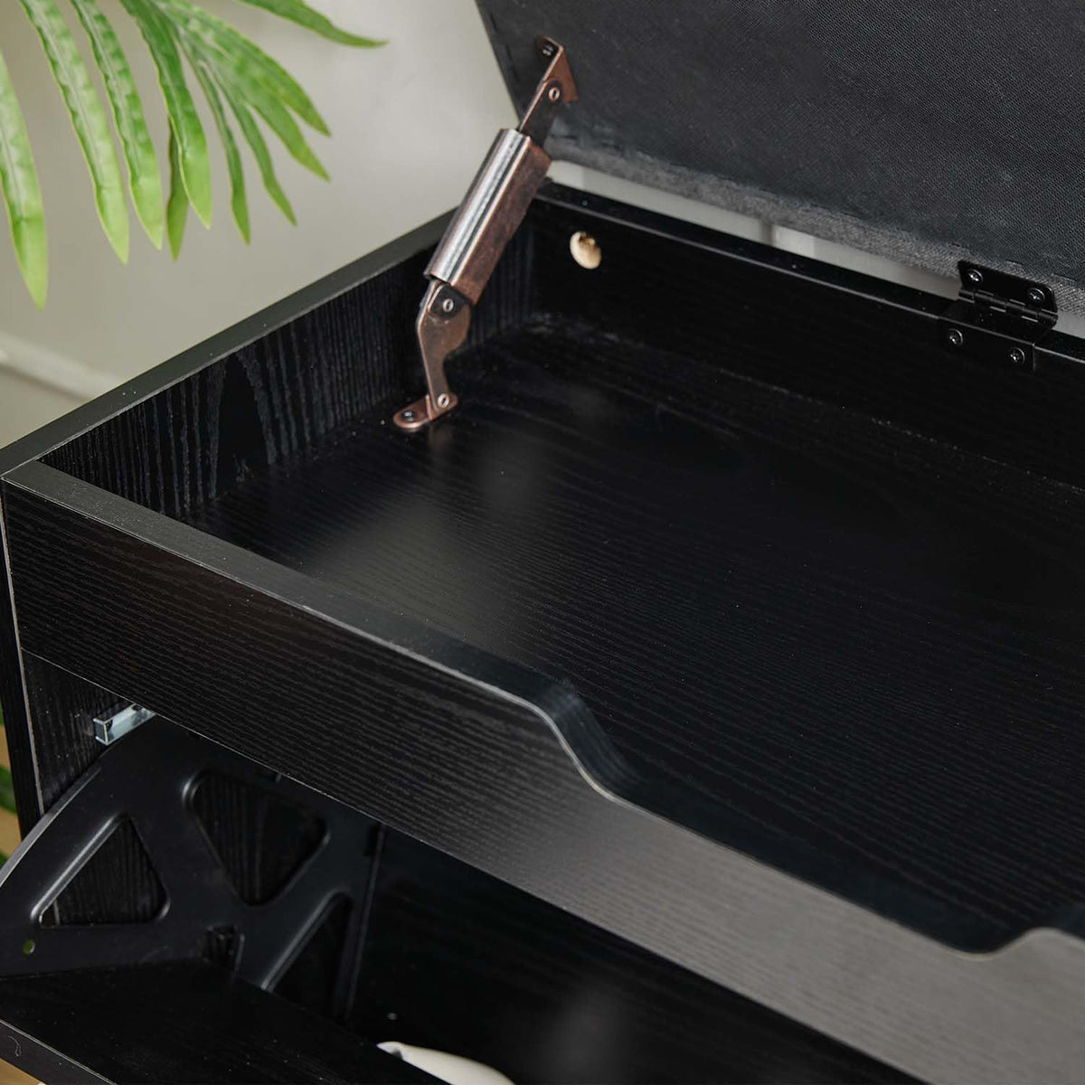 Shoe Storage Bench with Flip Drawers, Entryway Shoe Cabinet with Adjustable Shelves & Padded Seat Cushion, Shoe Organizer Storage Bench with Lift Top Storage for Hallway, Bedroom, Black