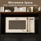 71" Kitchen Hutch Cabinet with Storage for Living & Dining Room, Kitchen Pantry Cabinet with LED Light & Outlet, All Black