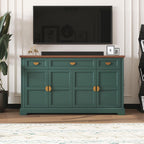 HLR 60” Large Buffet Sideboard Cabinet with 4 Doors and 3 Drawers Shaker Style, Coffee Bar Storage Cabinet for Dinning Room, Kitchen, Living Room, Green