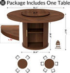 55.1 Inch Round Dining Table for 4-6, Modern Kitchen Table with Storage, Circle Dining Room Table with Wooden Pedestal Base for Living Room, Dining Room & Kitchen, Walnut