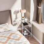 Clear Acrylic Side Table, Narrow Nightstand Bedside Table for Bedroom, Skinny Small End Table (Clear Wide, 11.8'' x 15.7'' x 21.7")